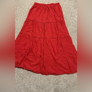 Red Tiered Maxi Skirt